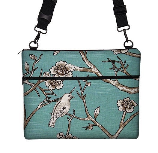 17 inch Laptop Bag for MacBook Pro 17" Case Sleeve Cover Mac Laptop Messenger Bag with Strap  - Bird on Branch Blue