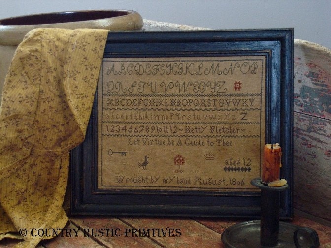 Primitive Hetty Fletcher Sampler Cross Stitch E Pattern PDF New Pattern
