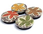 20% OFF SALE - Cream, Rust Red, Mustard Yellow, Brown and Green Rustic Fall Leaf Magnet Set - Natures Divine Design