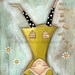 Print of My original folk art painting - She Believed that the World Looked Better Upside Down