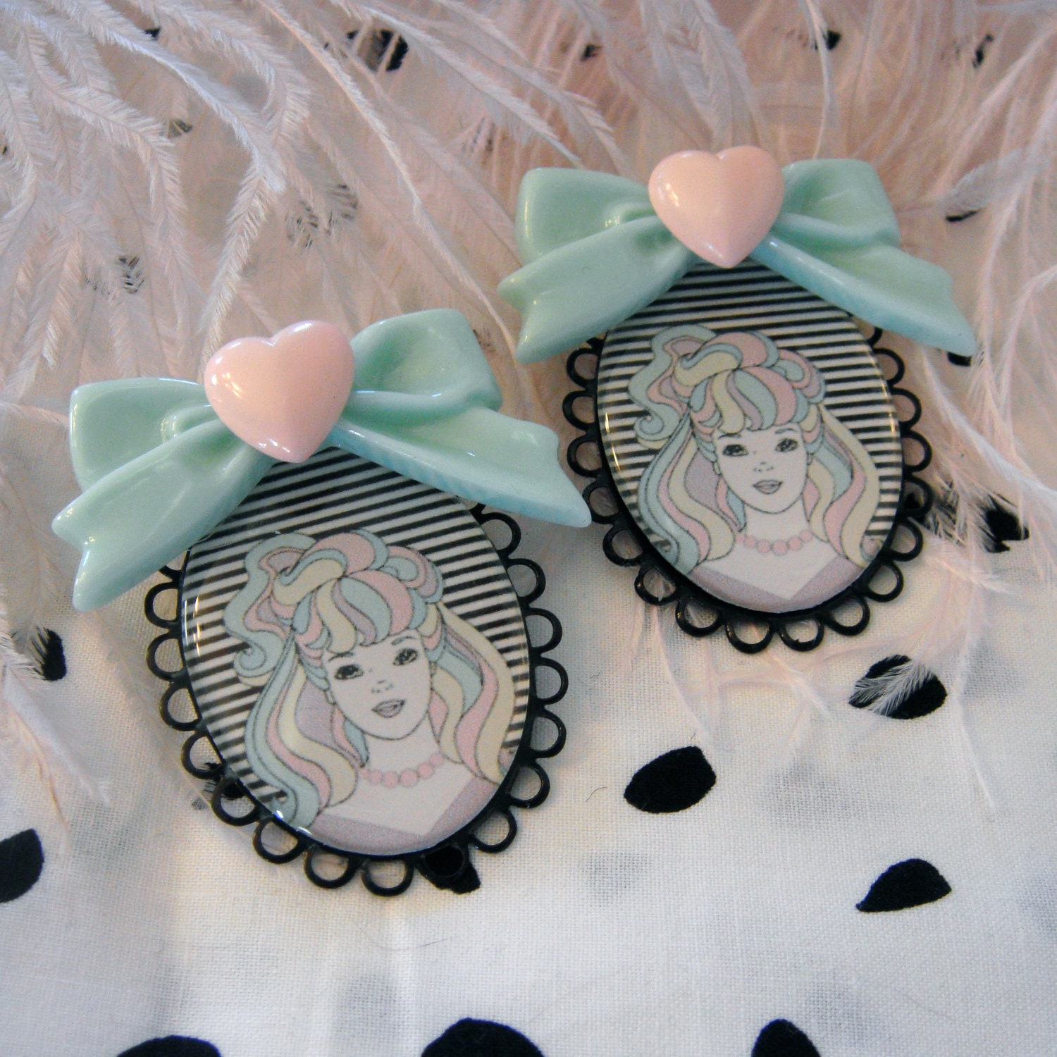 Pastel Barbie Cameo Earrings