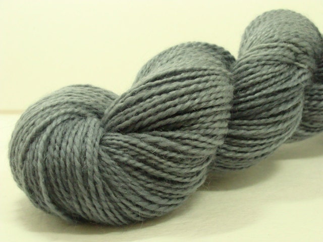 SALE Hand Dyed Mohair Merino Worsted Weight - Slate Blue Semi Solid Knit with a Classic yarn