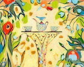 Whimsical Garden, "Tea for Two in the Enchanted Garden" 9 x 18 inch Fine Art Print by Jenlo