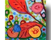 The NeverEnding Story No 18c (small blue butterfly) - ORIGINAL Painting on 6x6 Wood Block by JENLO