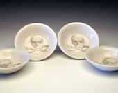 skull Set of 4 DIPPING Bowls in GHOSTIE grey