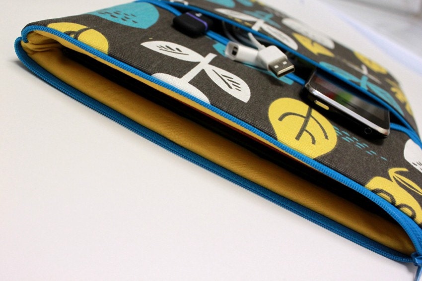Women's new iPad 1 or 2 mini Case Retina Display Tablet Cover Zipper External Pocket Handmade - Summer Leaves