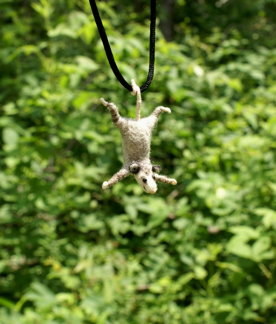 Tiny Possum Necklace - needle felted