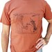 Sasquatch & Unicorn Men's Graphic Tee- Hand Screen Printed Cotton-Rust- Gift for Men