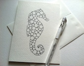 SEAHORSE giclee print / greeting card (5" x 6.8") with deckle envelope