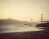 Golden Gate Bridge, San Francisco Photography, Beach, California, Sunset, Autumn Colors, Travel, Peach, Orange - Evening Suspended