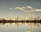NYC Skyline, New York Photography, Manhattan Reflection, Central Park Photo, Fine Art Print, Upper West Side, Grey Blue - Manhattan Mirror