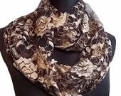 Golden Roses on Black Semi Sheer Dressy Infinity Eternity Long Endless Circle Scarf