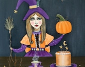 Original Painting - Enchanted Tea Party with Mathilde the Little Witch