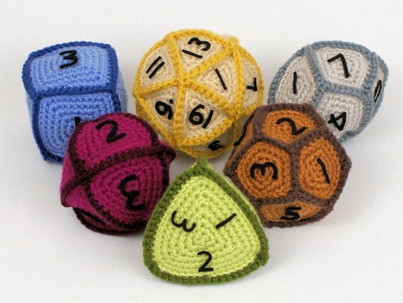 Gaming Dice - six geometric PDF CROCHET PATTERNS