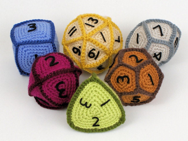 Gaming Dice - six geometric PDF CROCHET PATTERNS