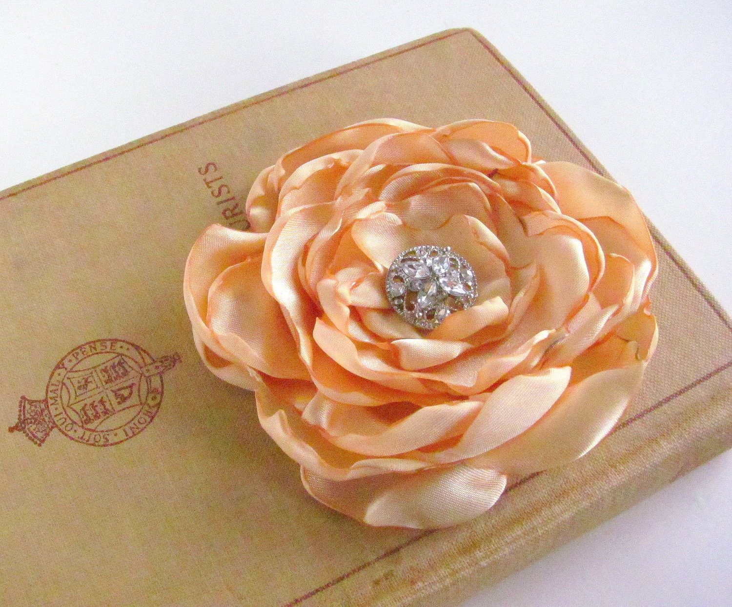 Light Gold Flower Hair Clip. Satin Pin and Hair Clip combo. Brooch. Bridesmaid. Butter. MANY COLORS AVAILABLE