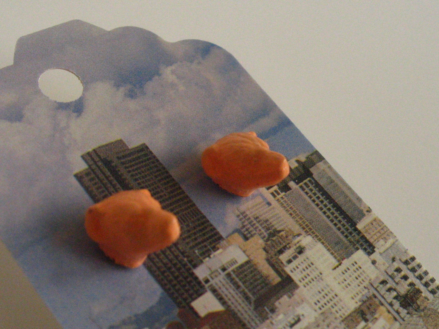 Bright Peach/Orange Weasel Earrings