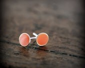 Color dots - resin and sterling silver earrings (orange)