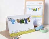Set of Little Boy's Washing Line Notecards - Eight Cards (Blank)