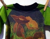 Recycled Infant Shirt - handmade, raglan, flower, girl, green, gray, black, repurposed, baby