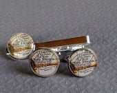 San Diego Map Cufflinks and Tie Bar Set Vintage California Atlas Tie Clip Tie Tack Cuff Links