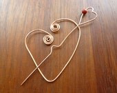 HEART SHAWL PIN copper wire wrapped