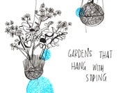 gardens that hang with string - A4 giclée art print