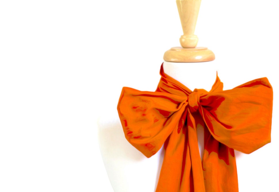 silk wedding sash, bridal sash, belt sash, bow, neon orange