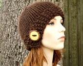 Hand Knit Hat Womens Hat - Cloche Hat in Chocolate Brown - READY TO SHIP
