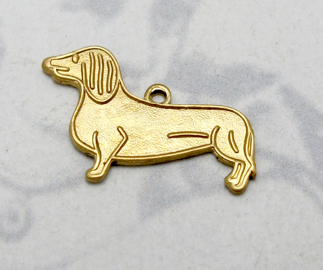 Brass Hound Weaner Dog Charm (6X) (M712)