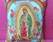 Virgen de Guadalupe VIRGIN MARY PILLOW Chevron Back