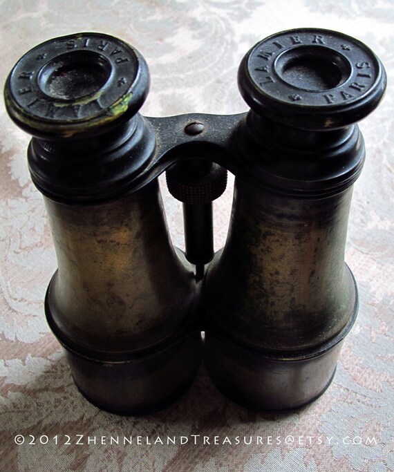 Antique Brass French Binoculars Lamier Paris Old World Charm