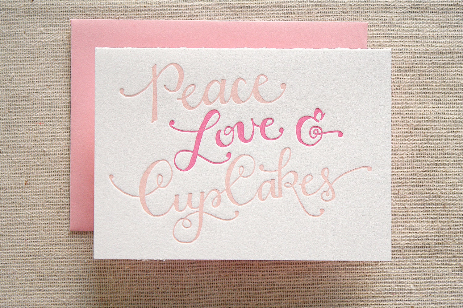 Peace Love Cupcakes Letterpress Card