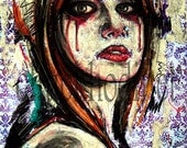 Print 8x10" - You're killing me in those subtle ways - Abstract Surreal Impressionism Dark Art Female Portrait Sad Crying Gothic Pop