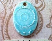 Aqua Circles Oval Pendant from Earthenware Clay