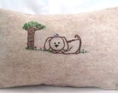 Playful Puppy Hand Embroidered Gift Pillow