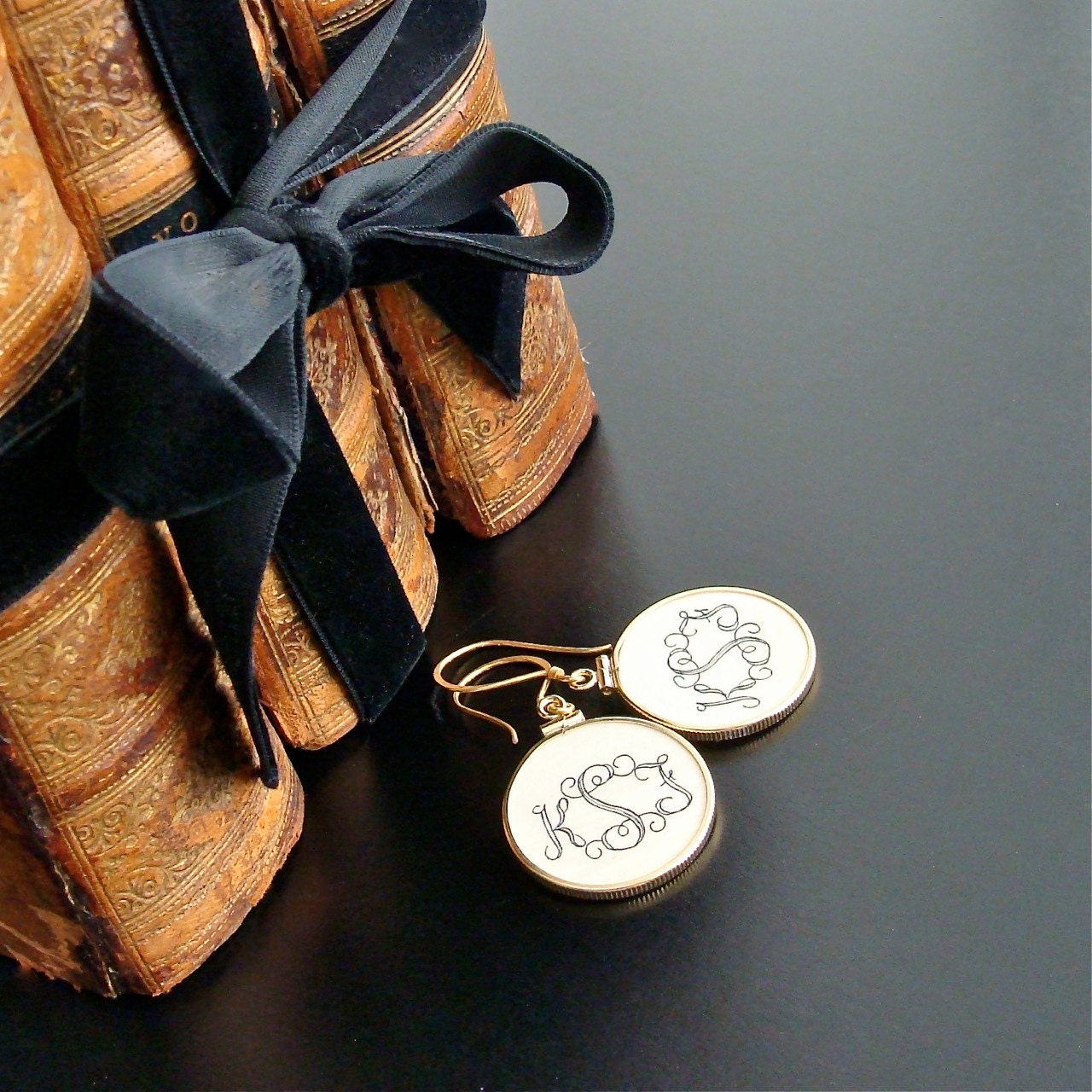 Monogrammed Ivory Token Earrings - Leah Earrings