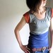 Sage and Navy Womens Color Block tshirt Top // Womens Blouse
