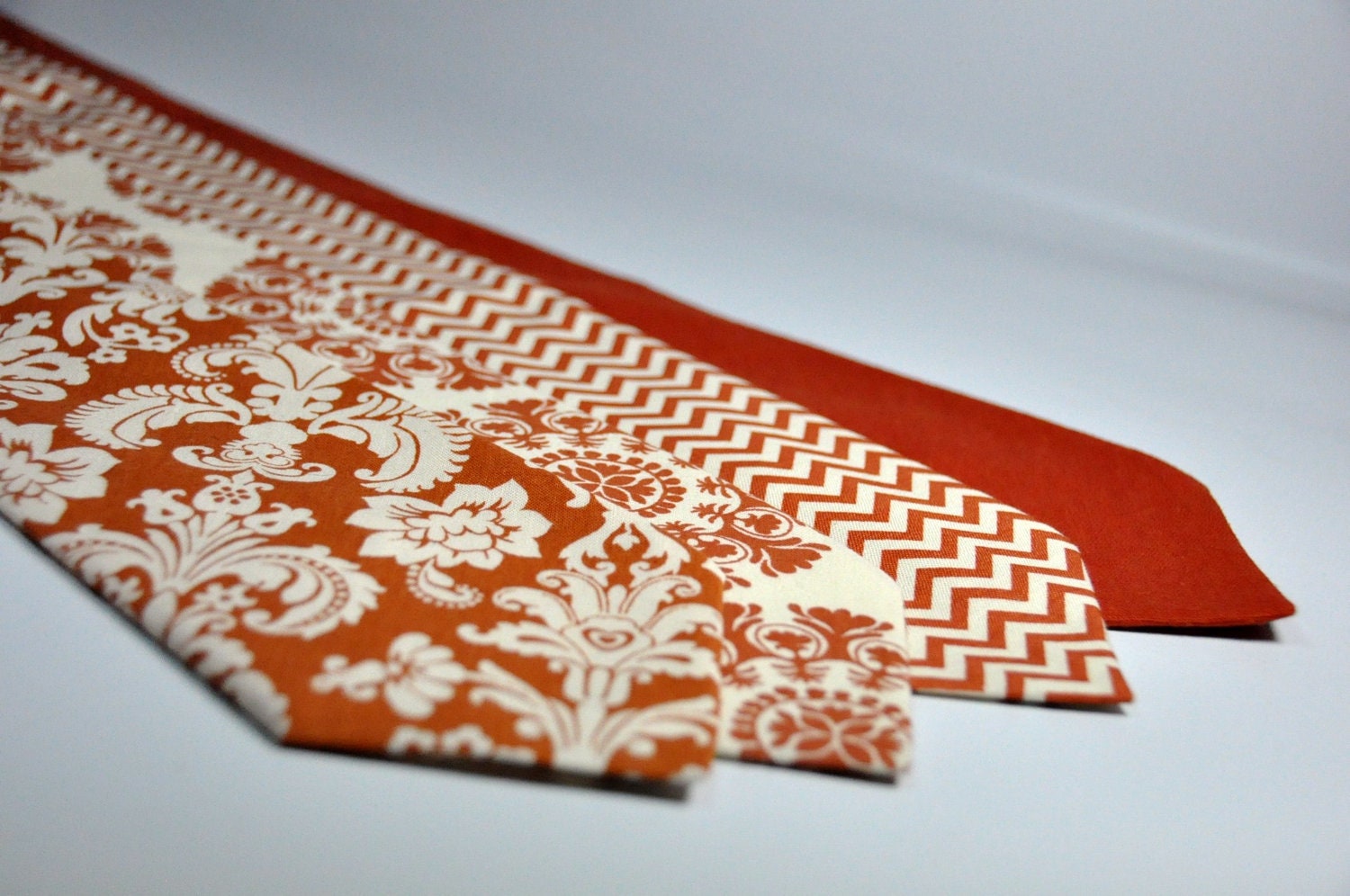 Men's Ties Rust Orange and Cream Neckties