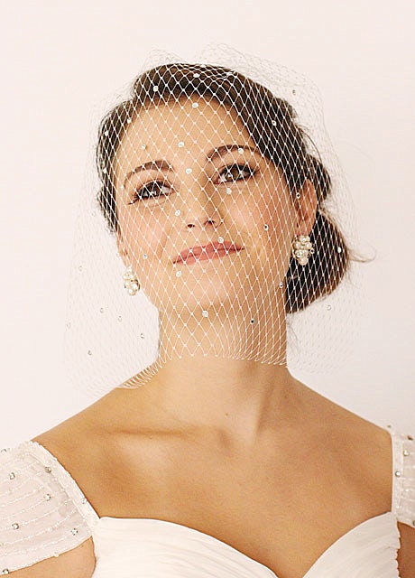 Swarovski Crystals Embellished Veils, Bridal Veil, Mini Veil, Birdcage Veils, - GEORGINA