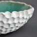 Cerulean Blue Porcelain Coral Bowl - White Textured Modern Dining Centerpiece Platter