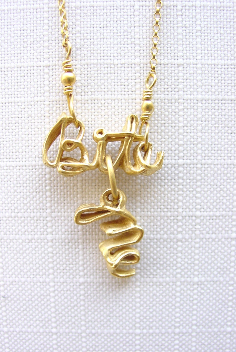Bite Me word necklace 24K Gold over Fine Silver  - Solstice Jewelry LTD