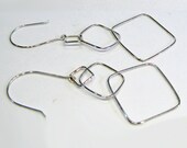 Silver Filled Graduated Offset Square Earrings