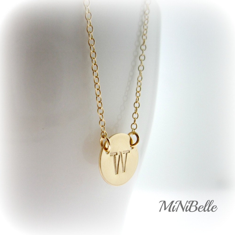 Personalized Initial Necklace. Monogram Necklace. Handstamp Letter Necklace. Gold Initial Necklace. Bridesmaids. Mother's Necklace