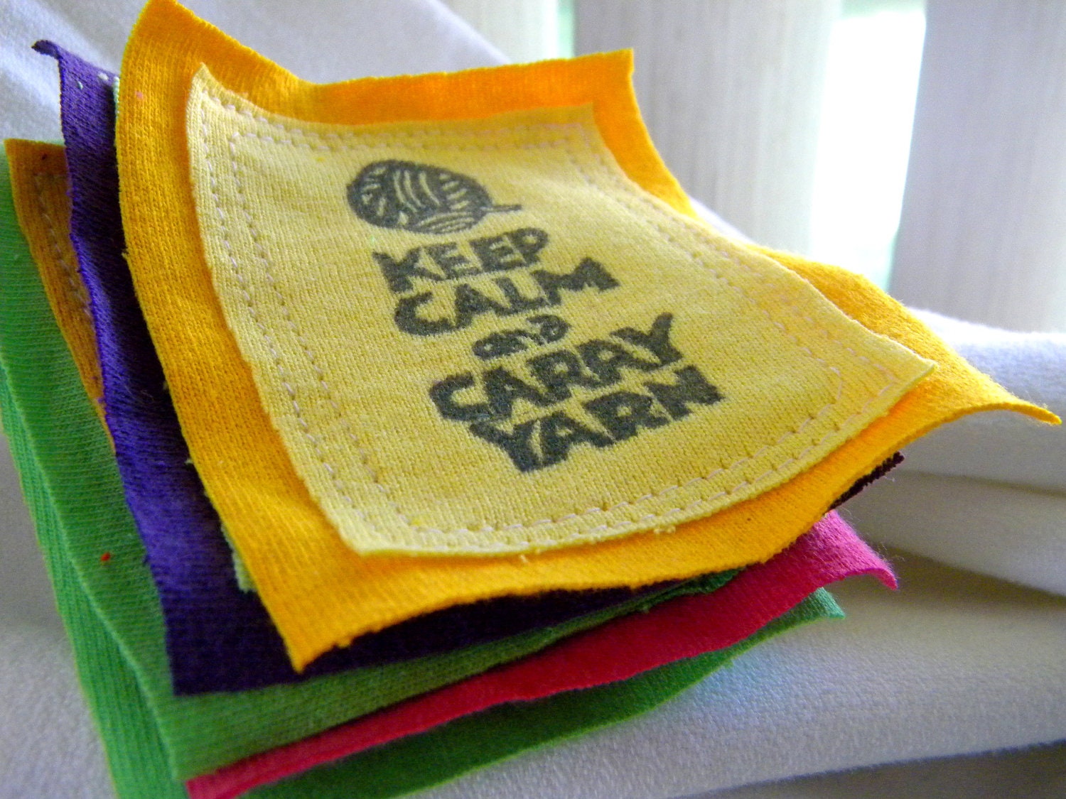 Keep Calm and Carry Yarn PATCHes FIVE Pieces and Parts PATCH