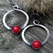 Apple Red Coral Hoops sterling silver hoop red coral earrings