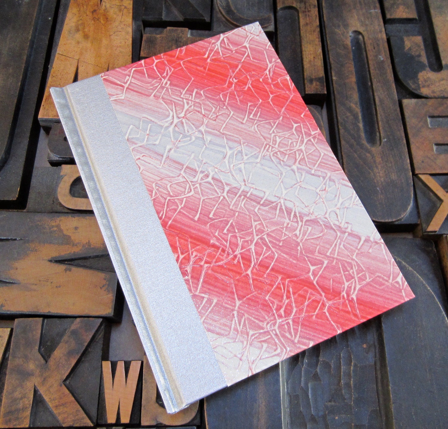 Journal - Small Blank Silver and Pink Paste Paper