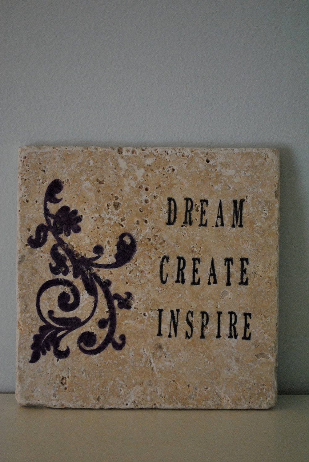 Dream, Create, Inspire Natural Stone Wall Plaque. Teacher Gift, Wedding Gift, Home Decor. By Freckle on etsy