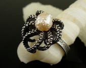 RoseBud Pearl Octopus Ring