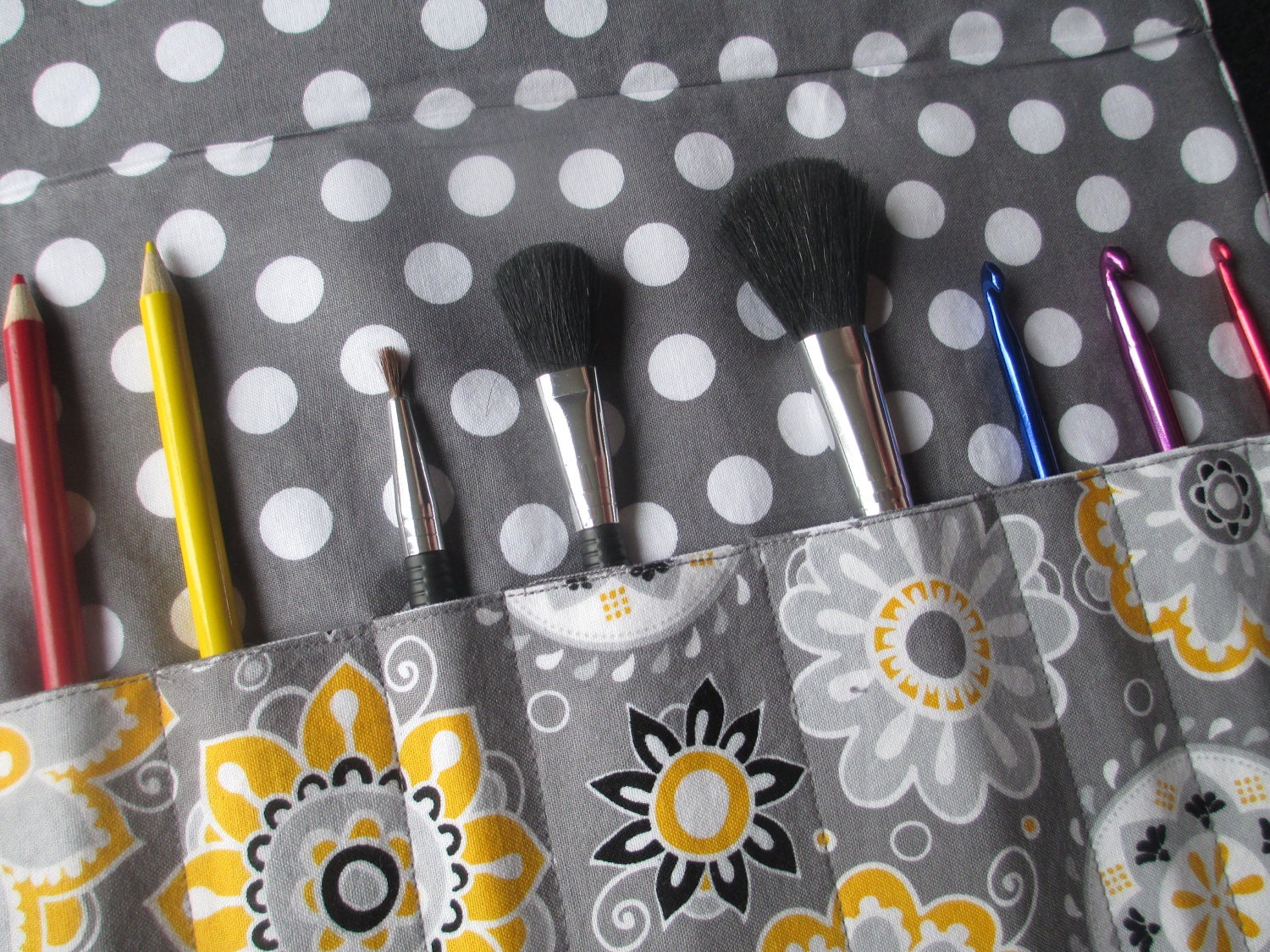 Makeup brush holder , makeup brush roll, Crochet hook organizer,